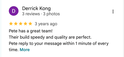 Five-star Google review for Haka Decks from Derrick, a Colorado homeowner